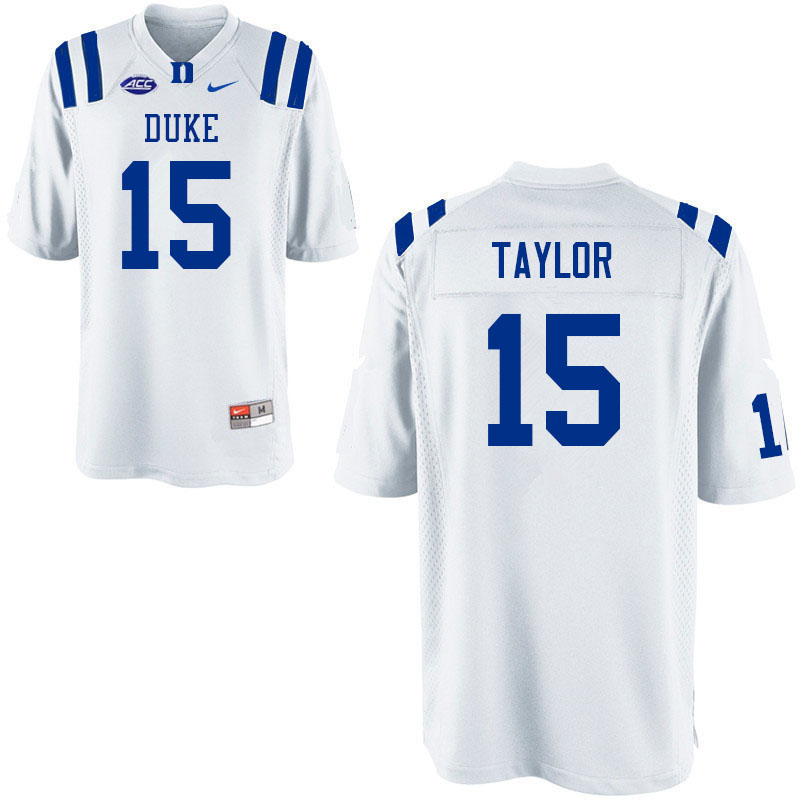 Men #15 Jake Taylor Duke Blue Devils College Football Jerseys Sale-White